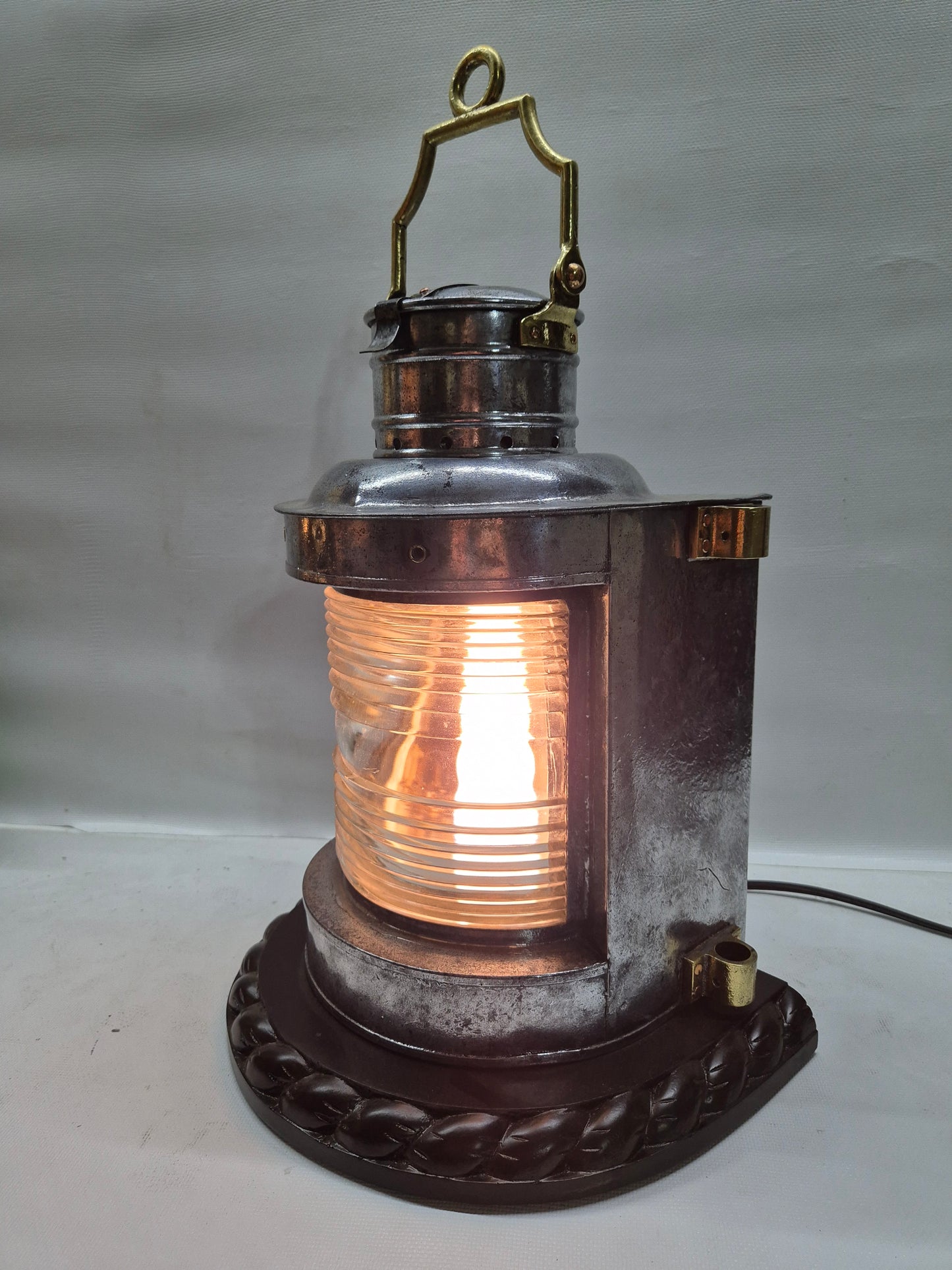 Polished Steel Ship’s Masthead Lantern with Fresnel Lens