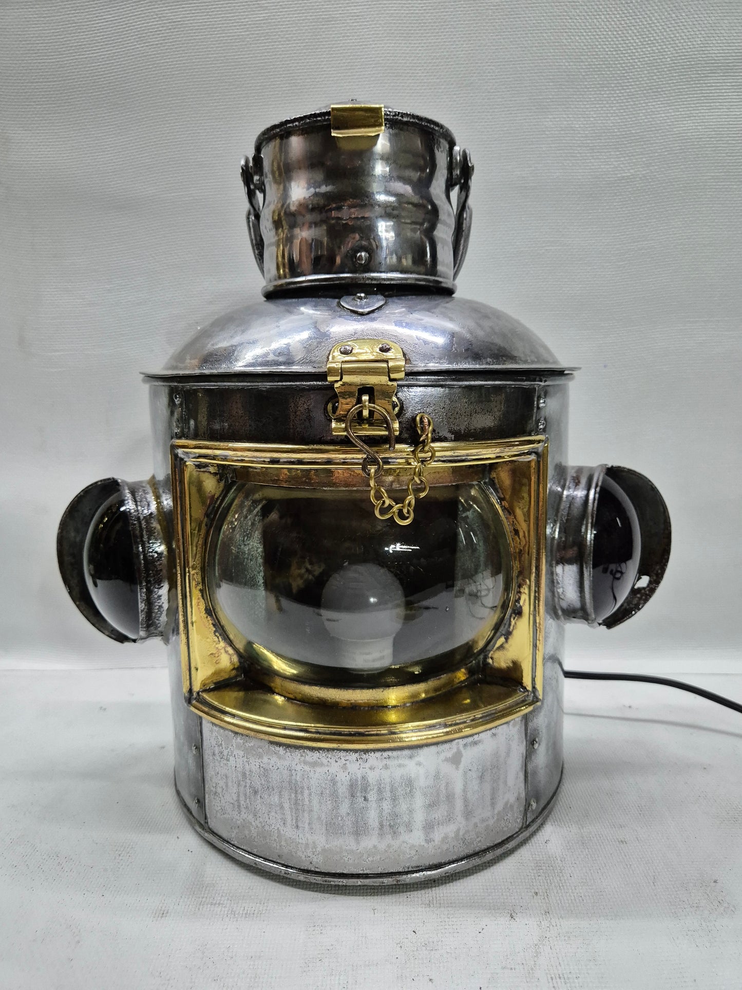 Polished Triple Lens Marine Lantern that is Very Large