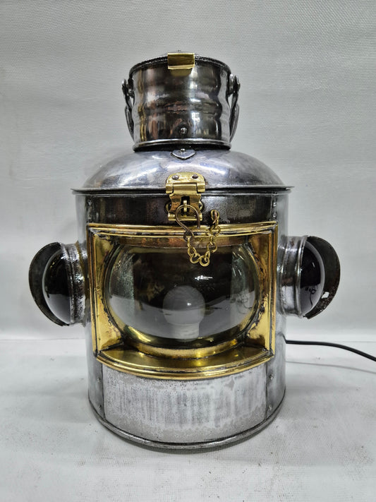 Polished Triple Lens Marine Lantern that is Very Large