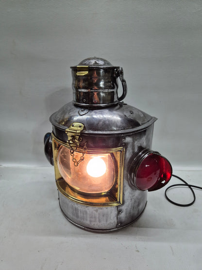 Polished Triple Lens Marine Lantern that is Very Large