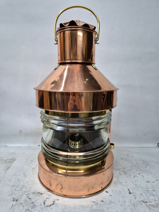 Polished Copper Masthead Lantern with Fresnel Lens