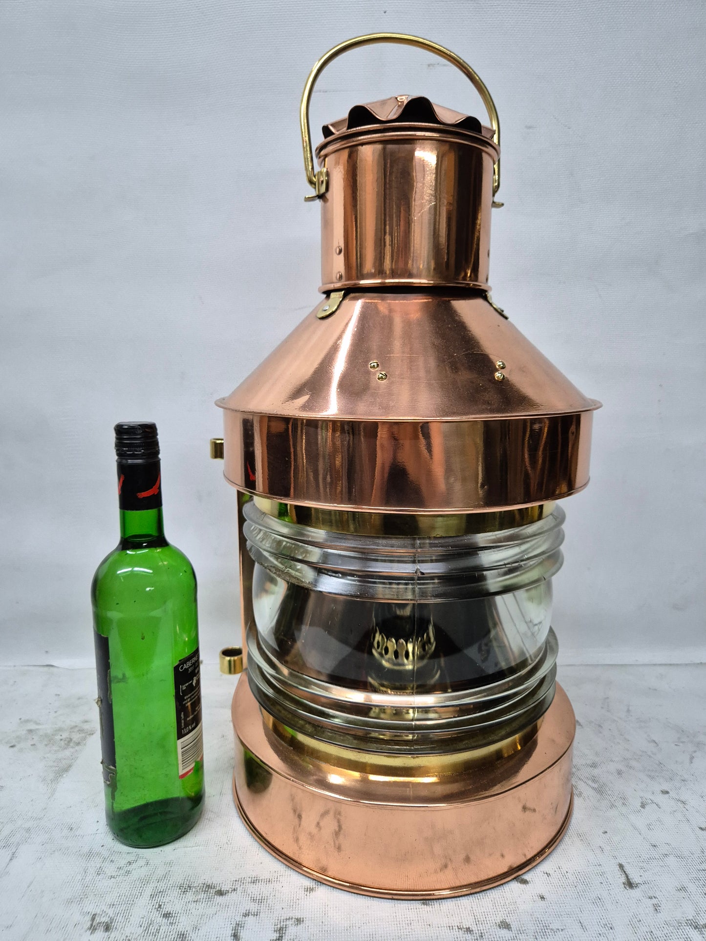 Polished Copper Masthead Lantern with Fresnel Lens