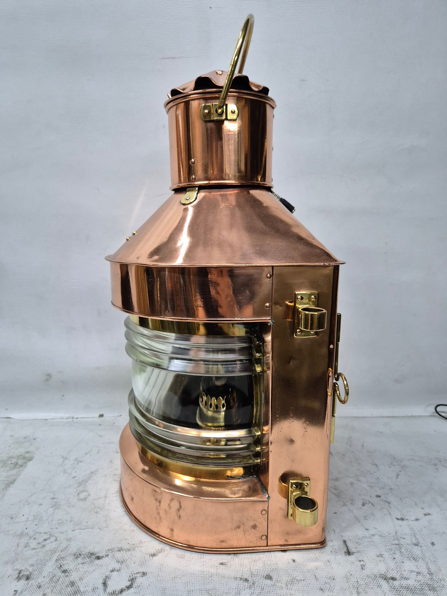 Polished Copper Masthead Lantern with Fresnel Lens