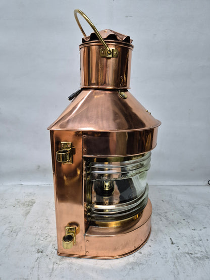 Polished Copper Masthead Lantern with Fresnel Lens