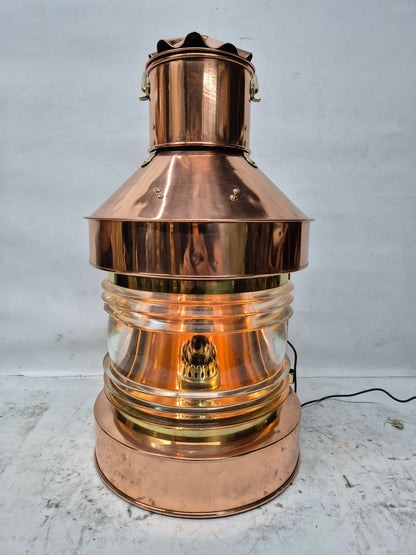 Polished Copper Masthead Lantern with Fresnel Lens