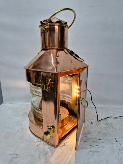 Polished Copper Masthead Lantern with Fresnel Lens