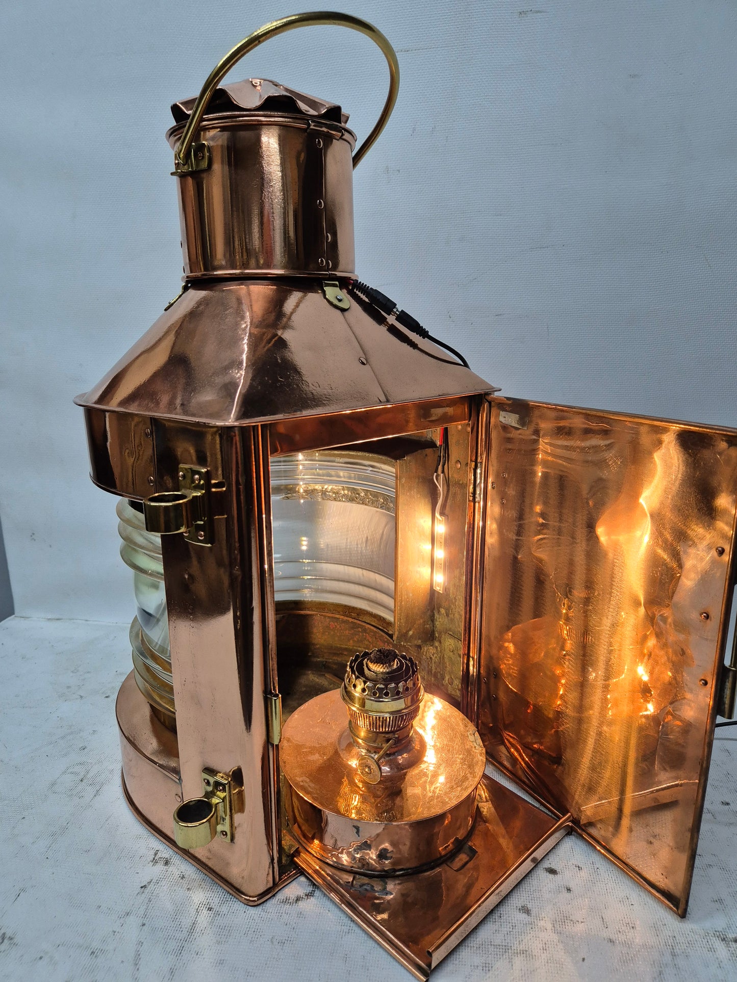Polished Copper Masthead Lantern with Fresnel Lens