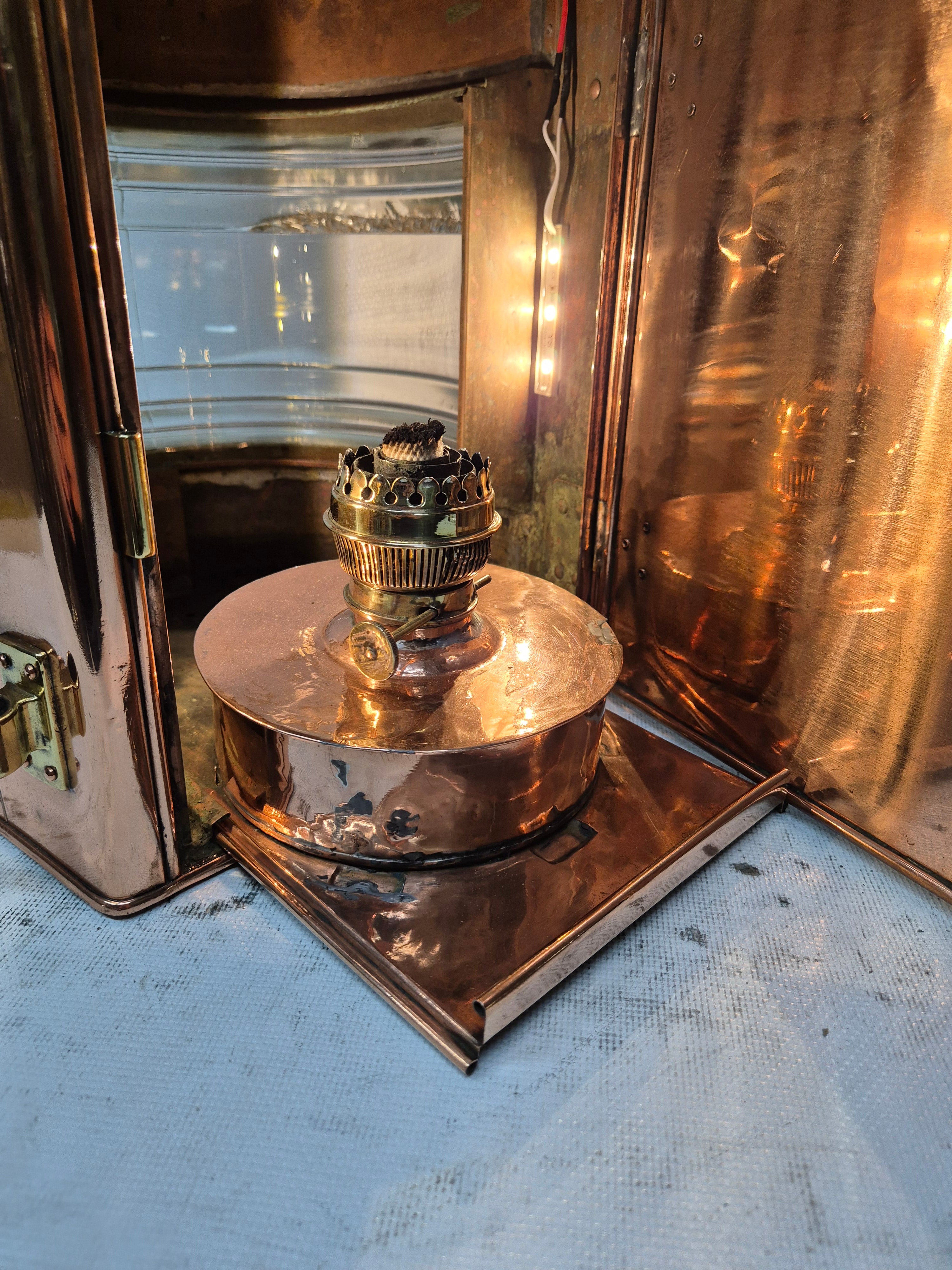 Polished Copper Masthead Lantern with Fresnel Lens – Lannan Gallery