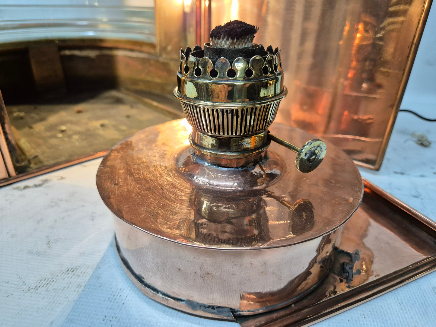 Polished Copper Masthead Lantern with Fresnel Lens