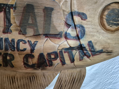 Harvey's Boat Rental Carved Flounder Trade Sign