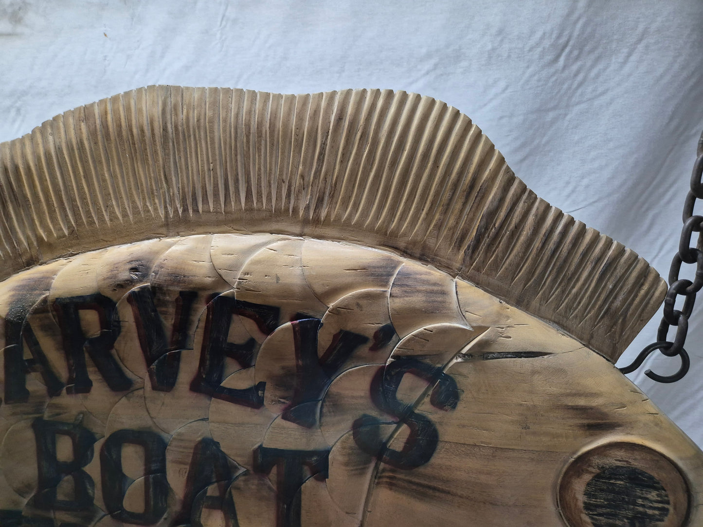 Harvey's Boat Rental Carved Flounder Trade Sign