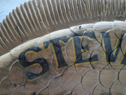 Steves Fish Snack Carved Flounder Trade Sign