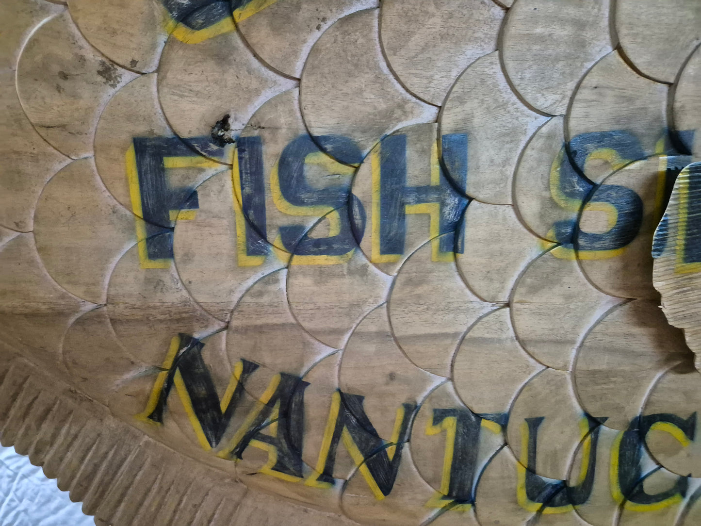 Steves Fish Snack Carved Flounder Trade Sign