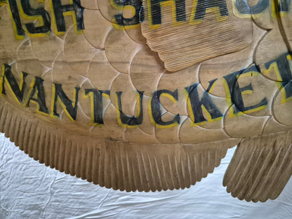 Steves Fish Snack Carved Flounder Trade Sign