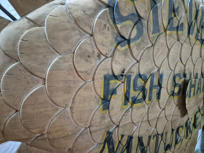 Steves Fish Snack Carved Flounder Trade Sign