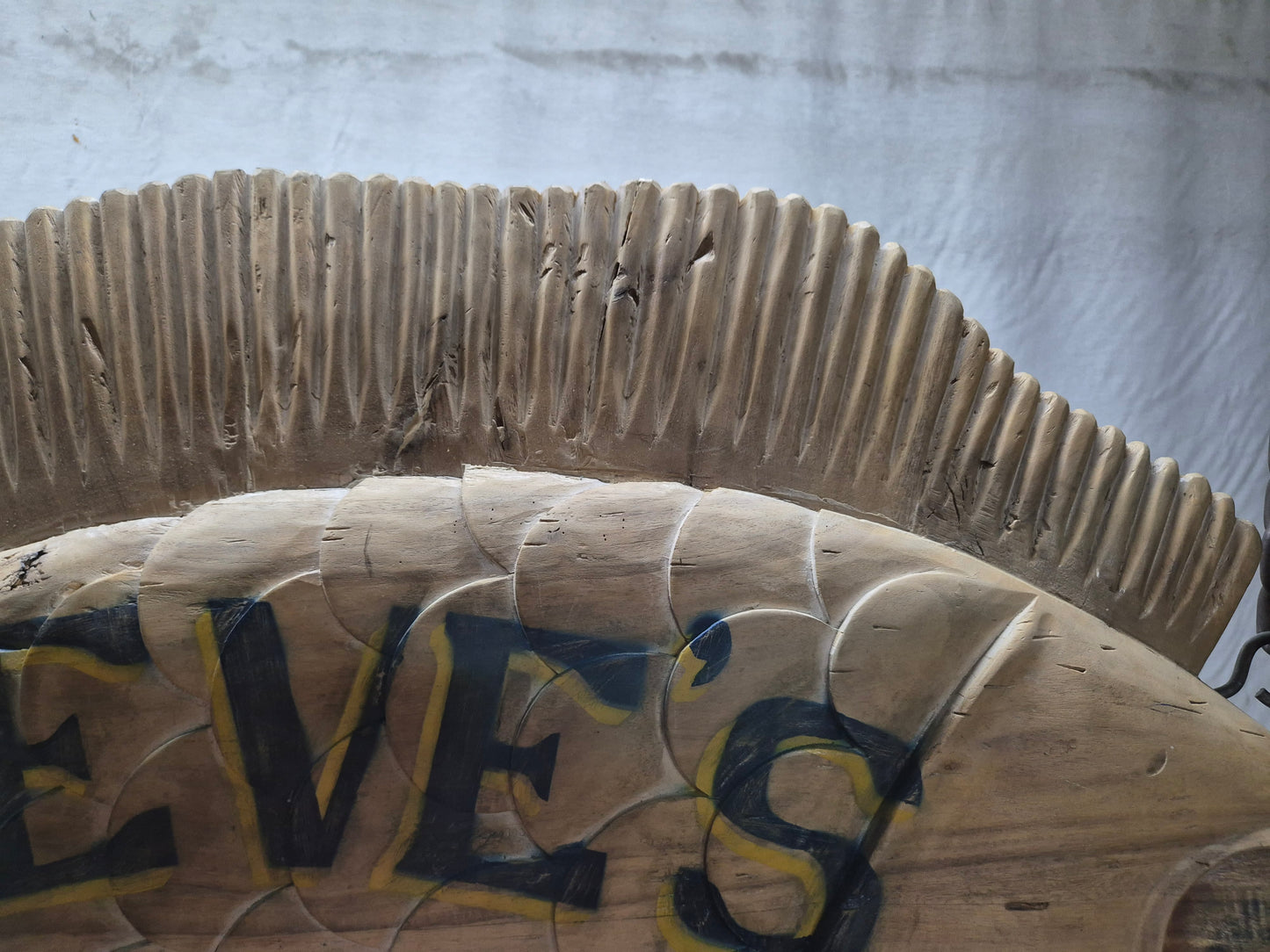 Steves Fish Snack Carved Flounder Trade Sign