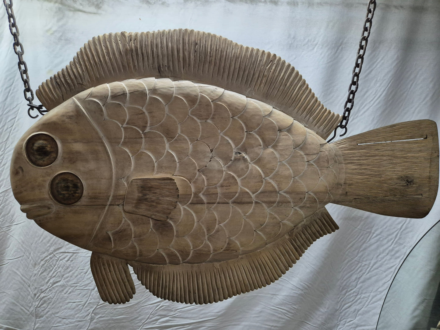 Steves Fish Snack Carved Flounder Trade Sign