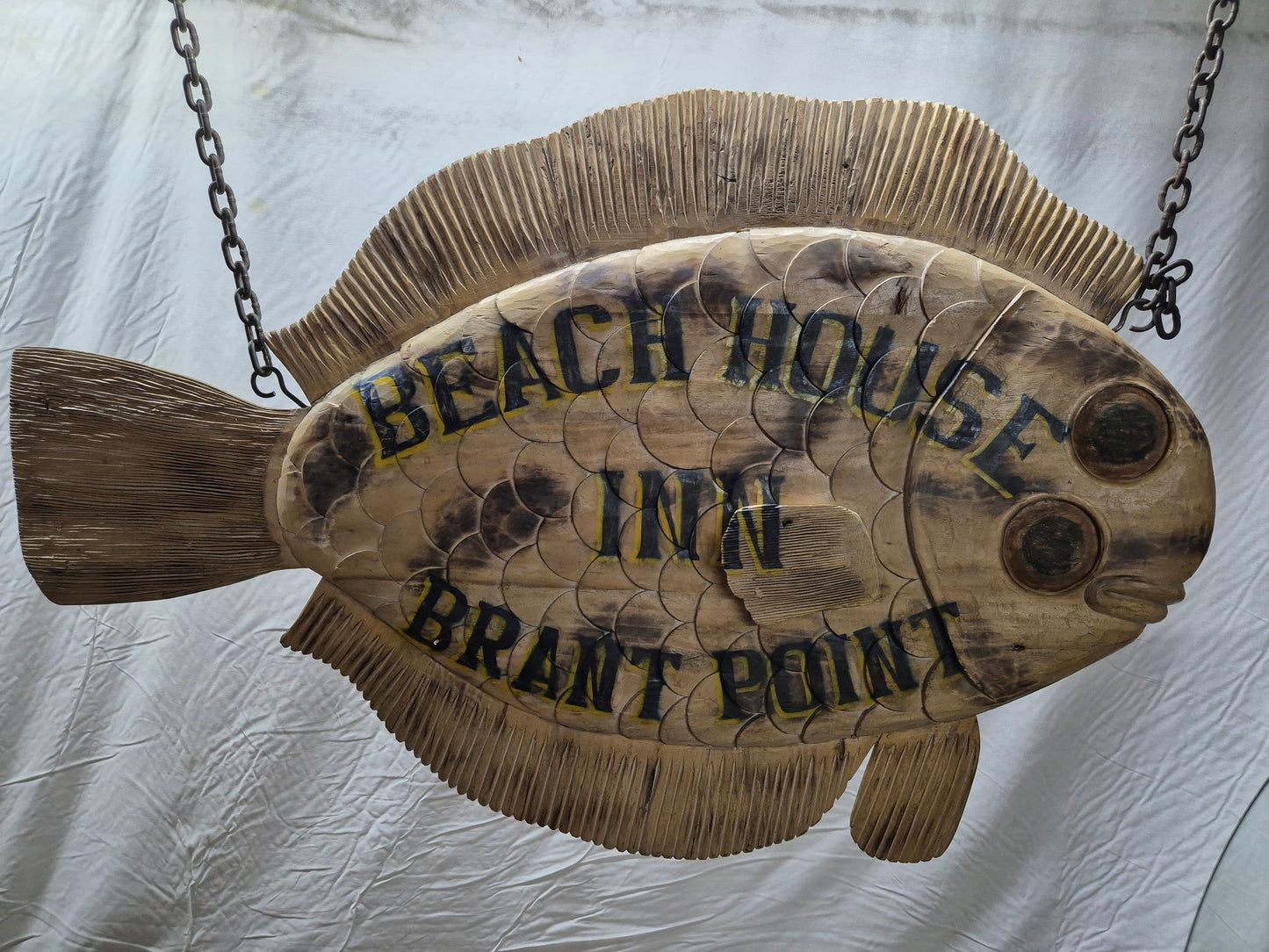 Carved Fish Trade Sign for "Beach House Inn, Brant Point"