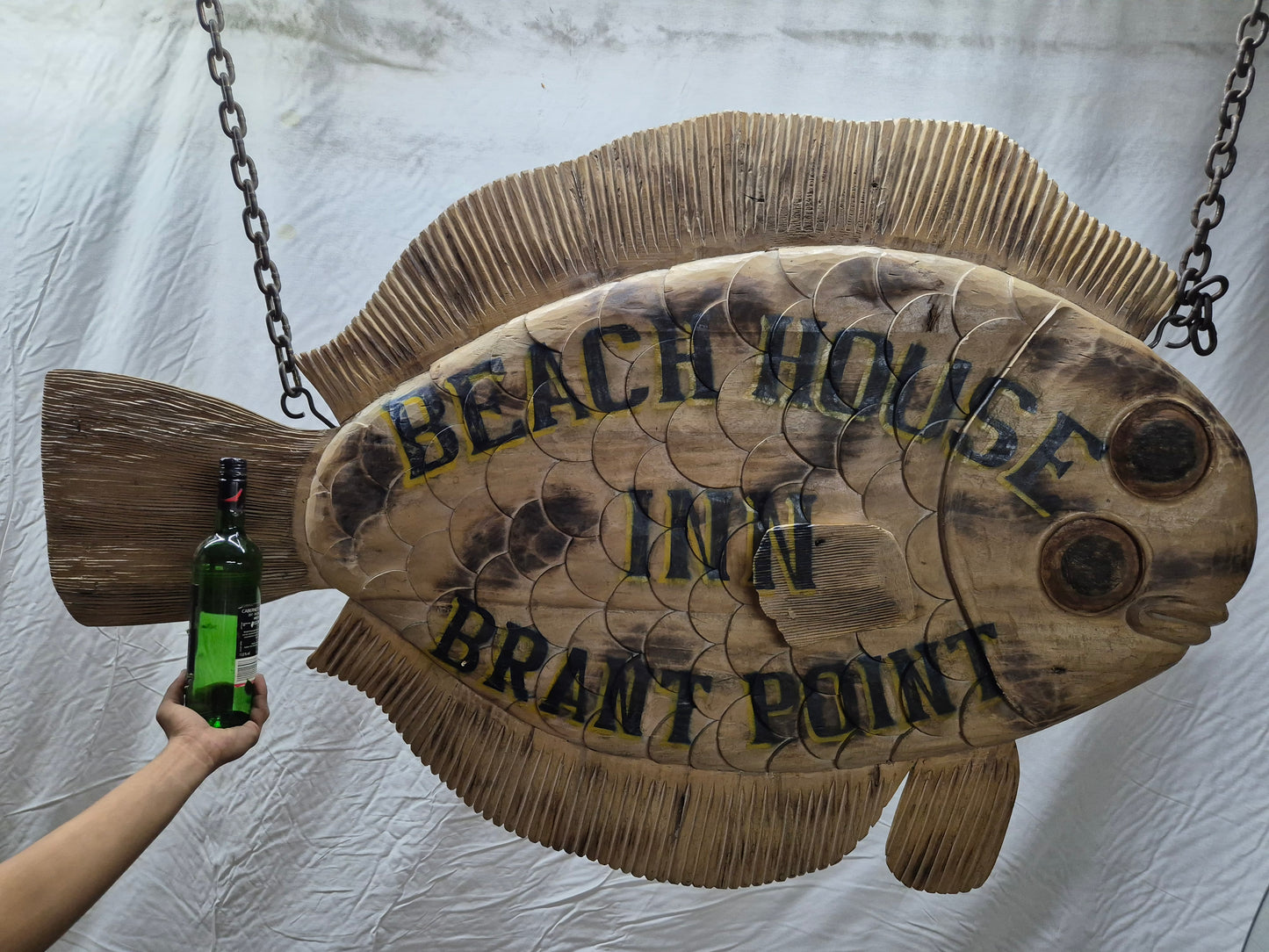 Carved Fish Trade Sign for "Beach House Inn, Brant Point"