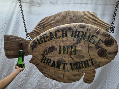 Carved Fish Trade Sign for "Beach House Inn, Brant Point"