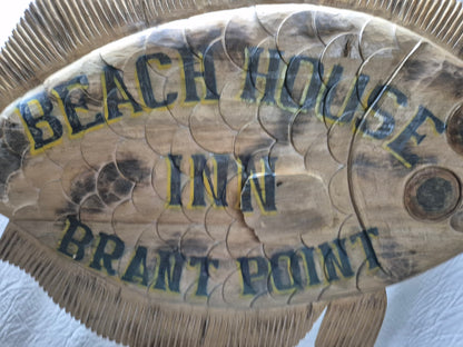 Carved Fish Trade Sign for "Beach House Inn, Brant Point"