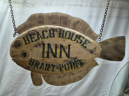 Carved Fish Trade Sign for "Beach House Inn, Brant Point"