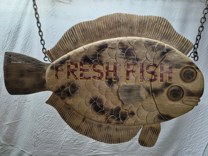 Carved Flounder Trade Sign "Fresh Fish"