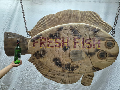 Carved Flounder Trade Sign "Fresh Fish"