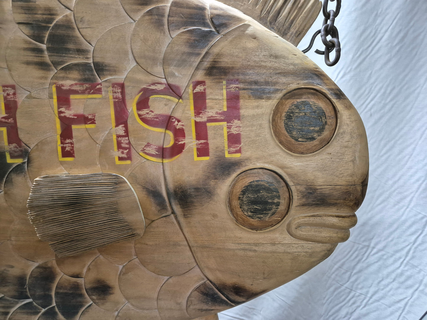 Carved Flounder Trade Sign "Fresh Fish"