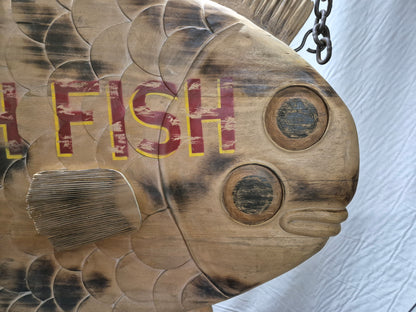 Carved Flounder Trade Sign "Fresh Fish"