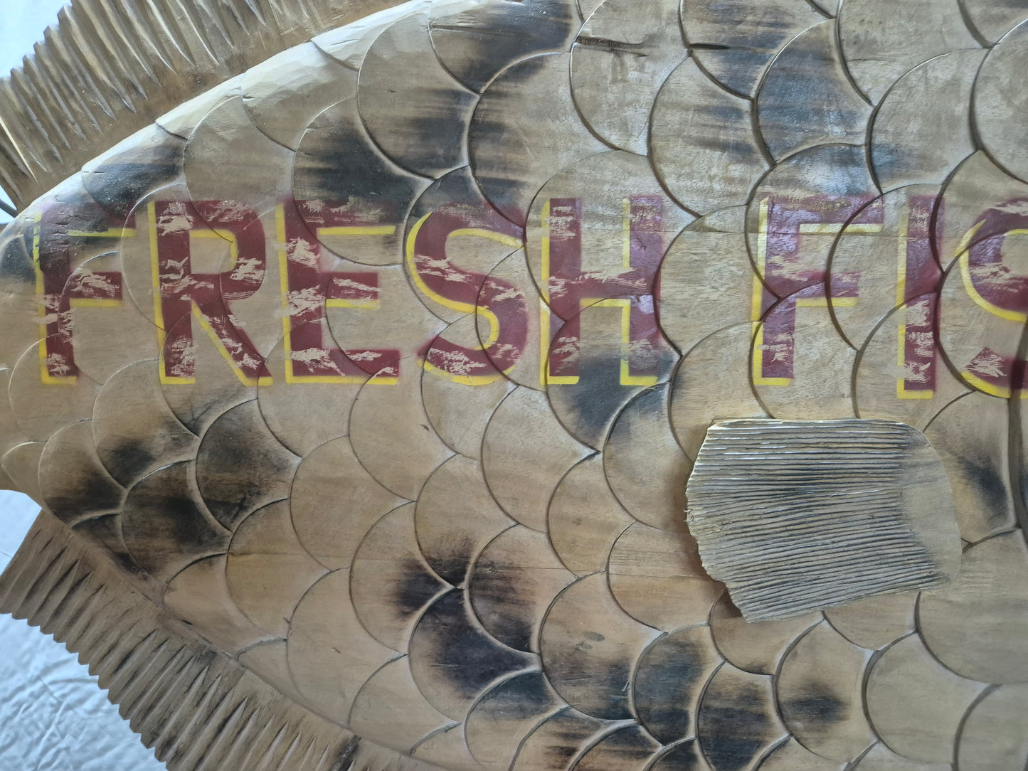 Carved Flounder Trade Sign "Fresh Fish"