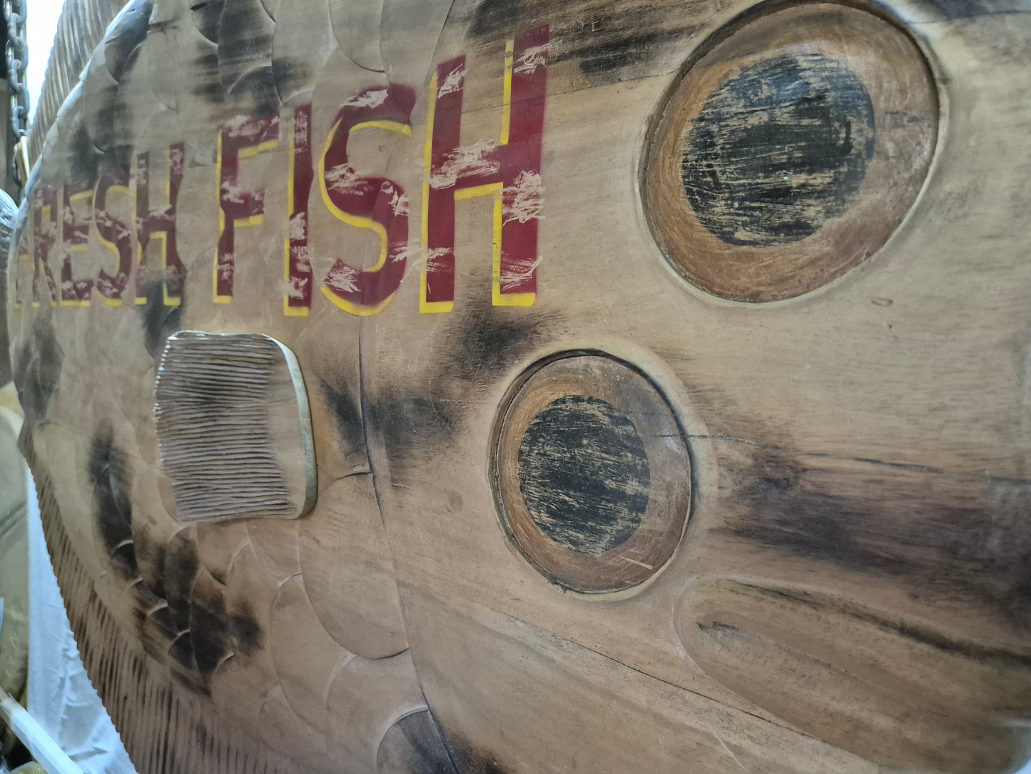 Carved Flounder Trade Sign "Fresh Fish"