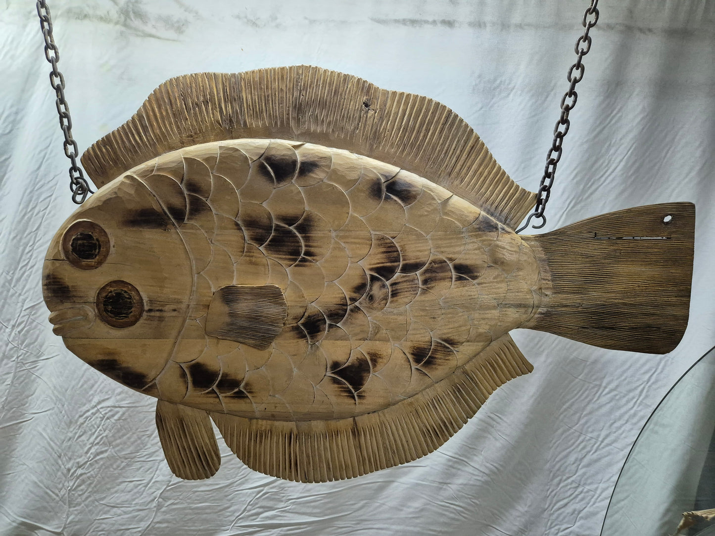 Carved Flounder Trade Sign "Fresh Fish"