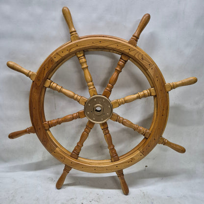 Eight Spoke Ship’s Wheel with Gold Hub
