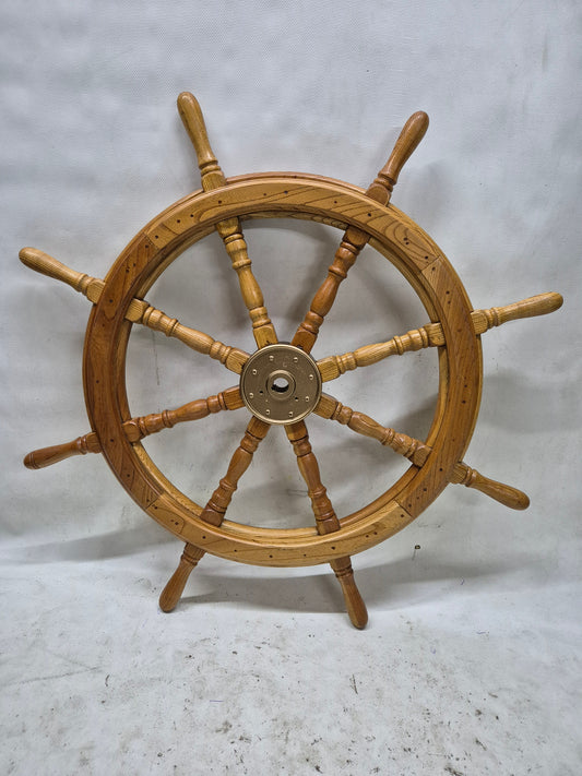 Eight Spoke Ship’s Wheel with Gold Hub