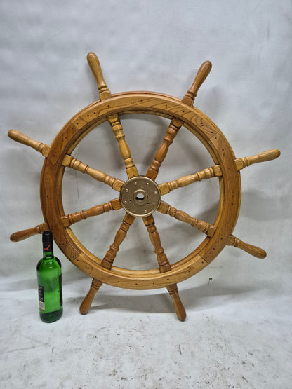 Eight Spoke Ship’s Wheel with Gold Hub