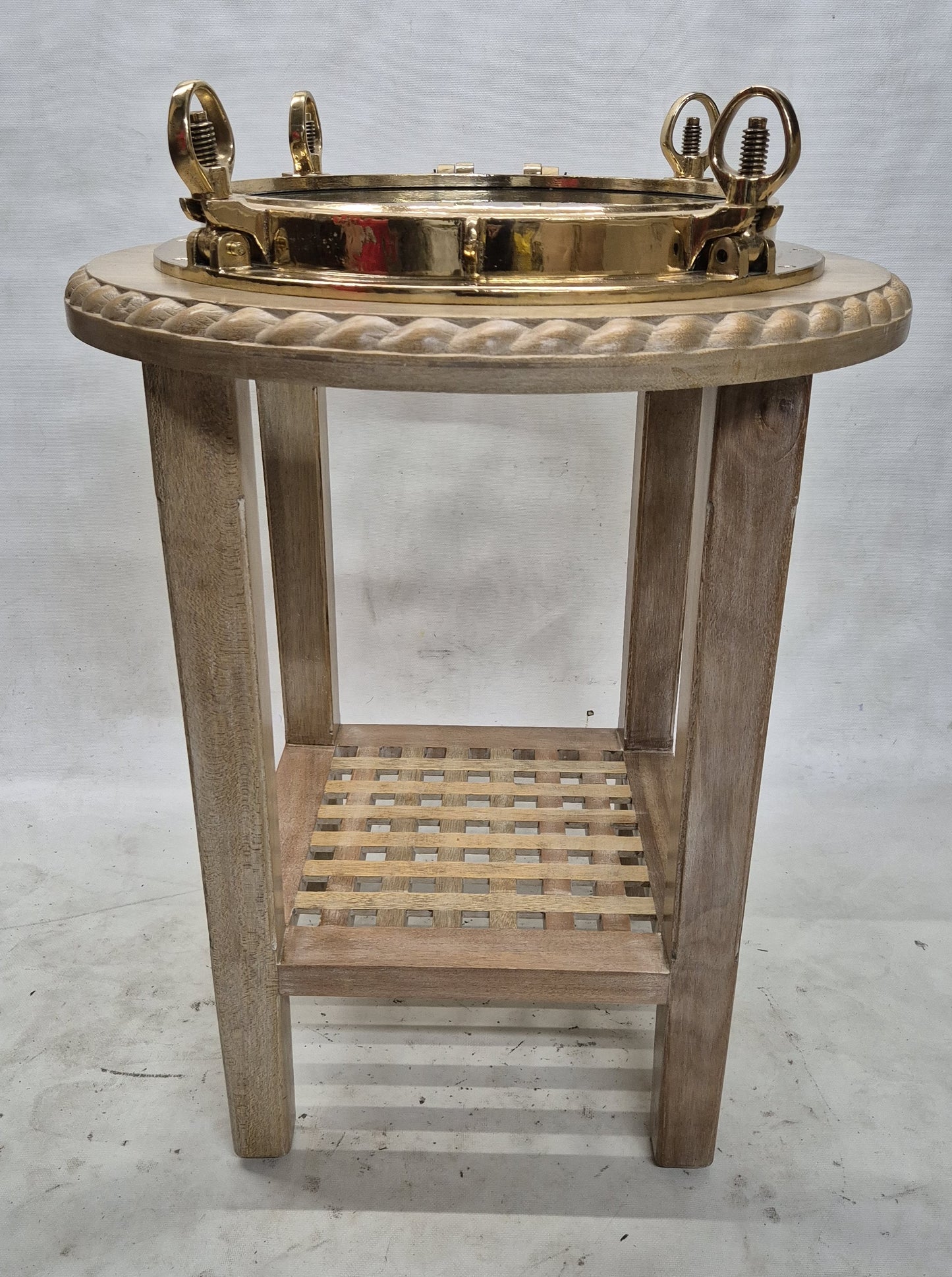 Brass Ship's Porthole Repurposed as a Table