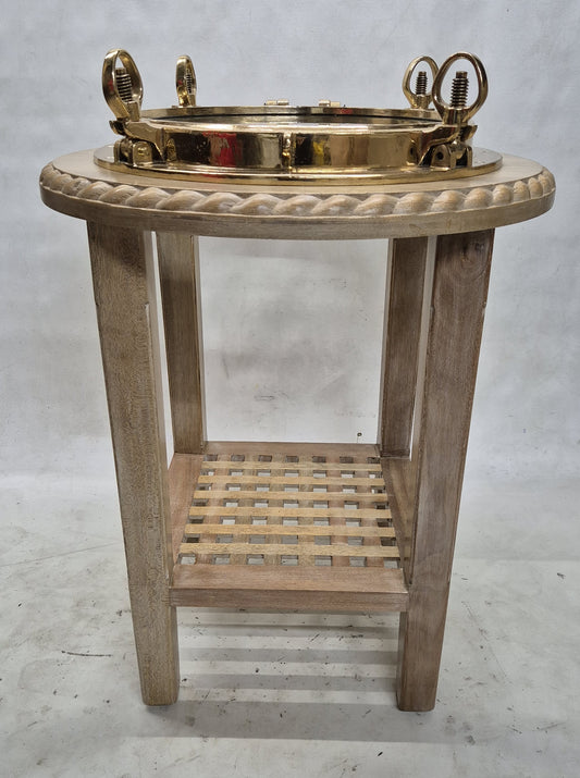 Brass Ship's Porthole Repurposed as a Table