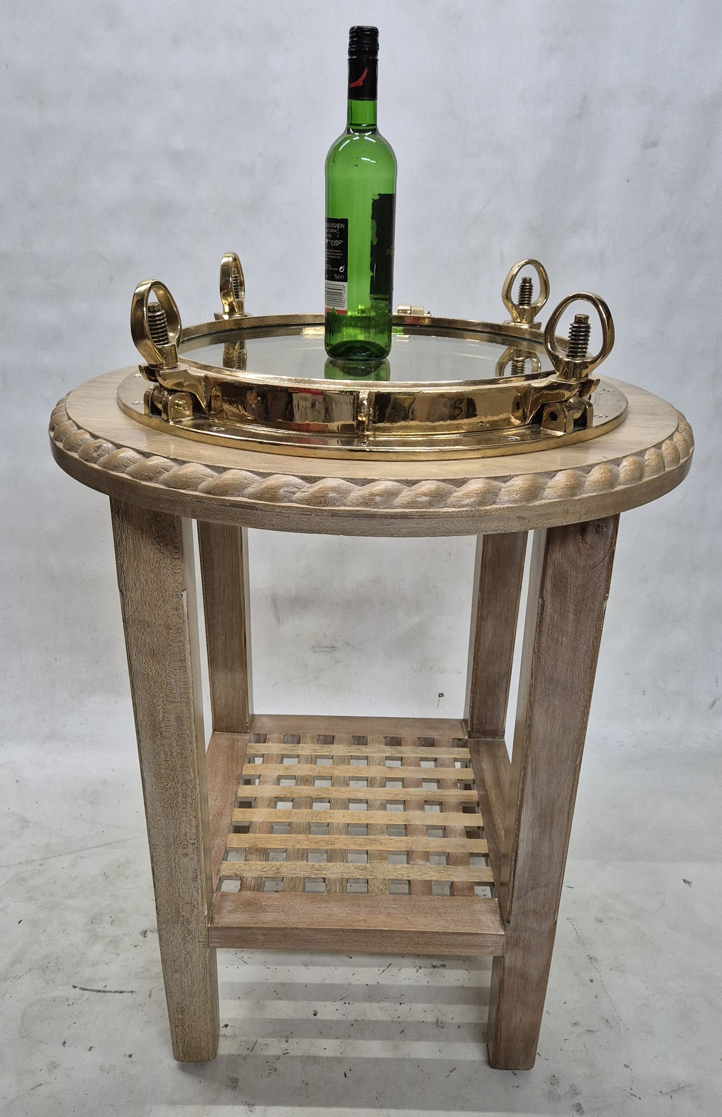 Brass Ship's Porthole Repurposed as a Table