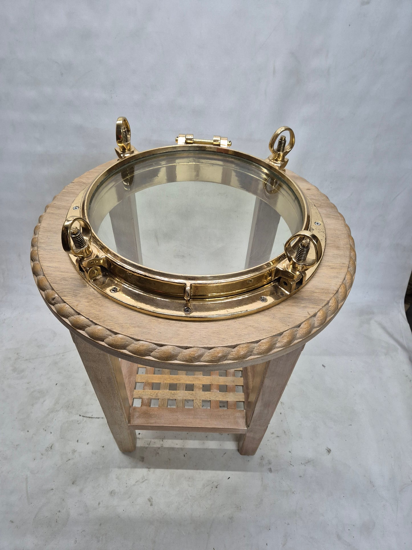 Brass Ship's Porthole Repurposed as a Table