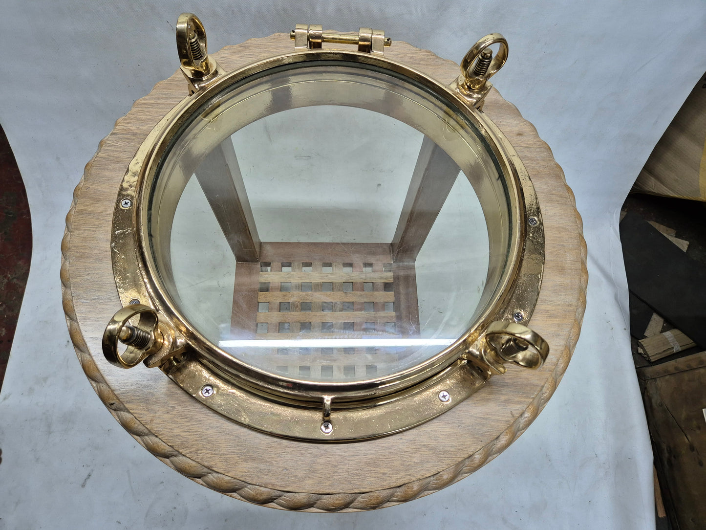 Brass Ship's Porthole Repurposed as a Table