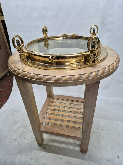Brass Ship's Porthole Repurposed as a Table