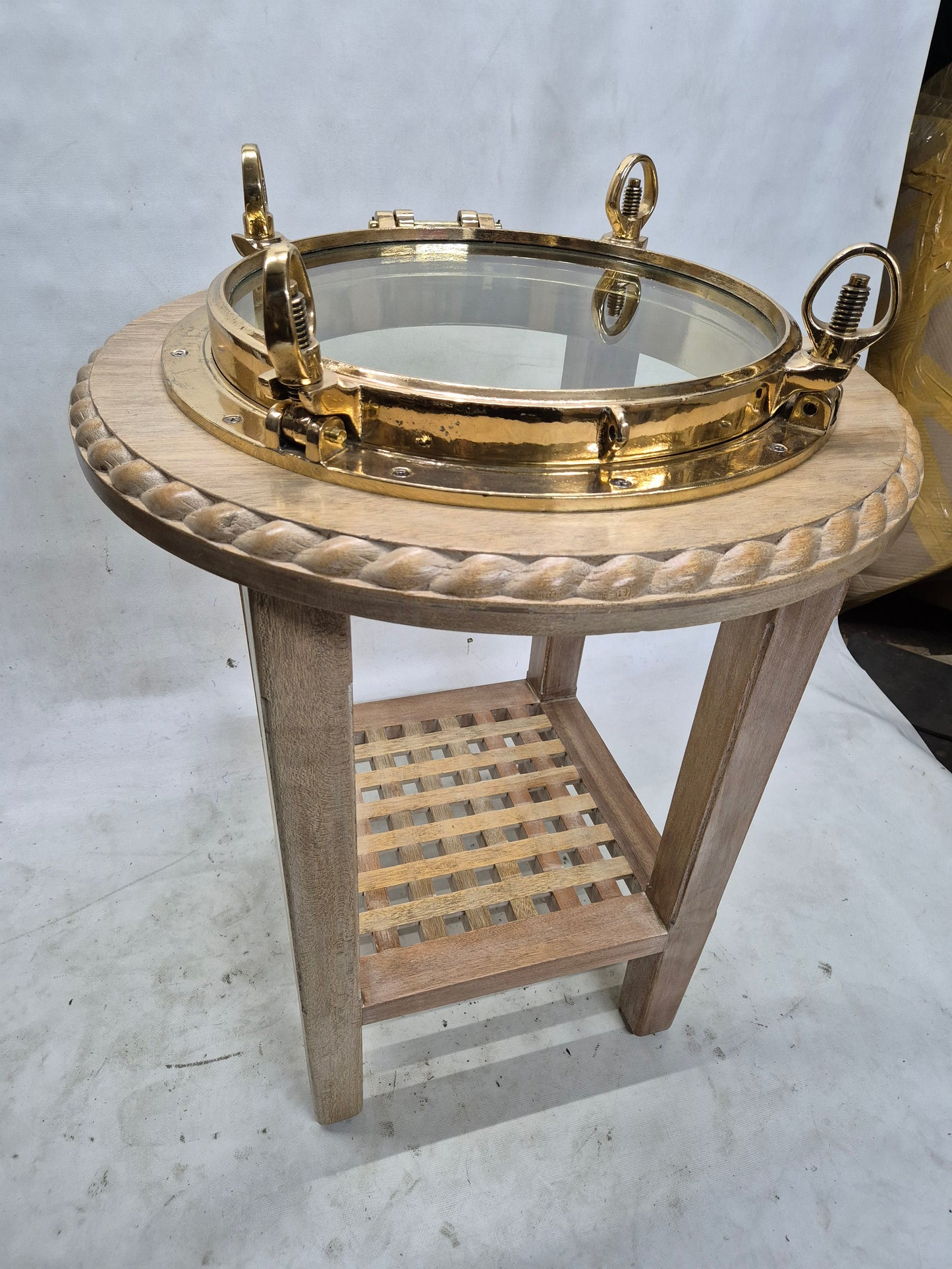 Brass Ship's Porthole Repurposed as a Table
