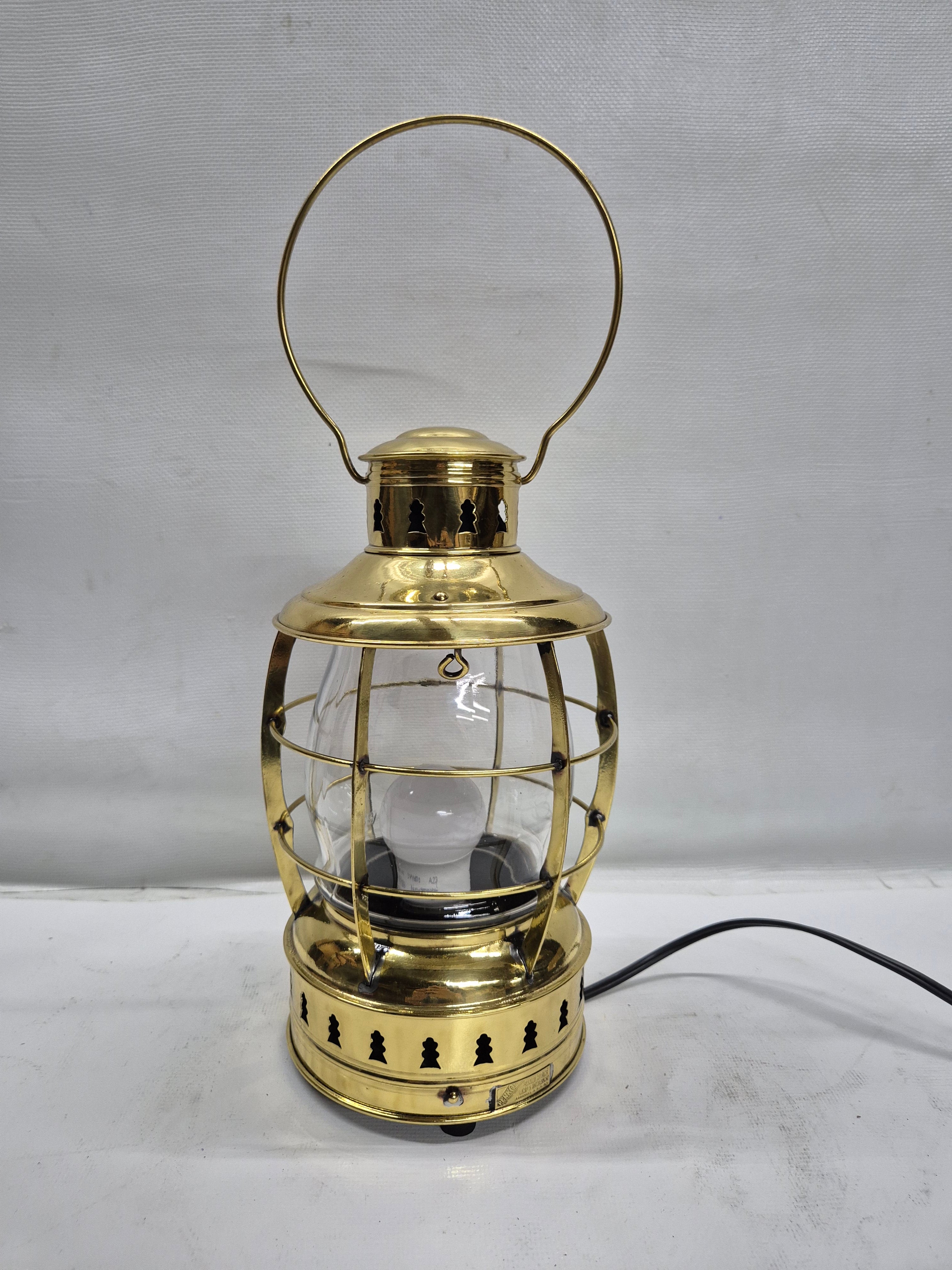 Solid Brass Ship's Lantern by Perko of Brooklyn, New York – Lannan
