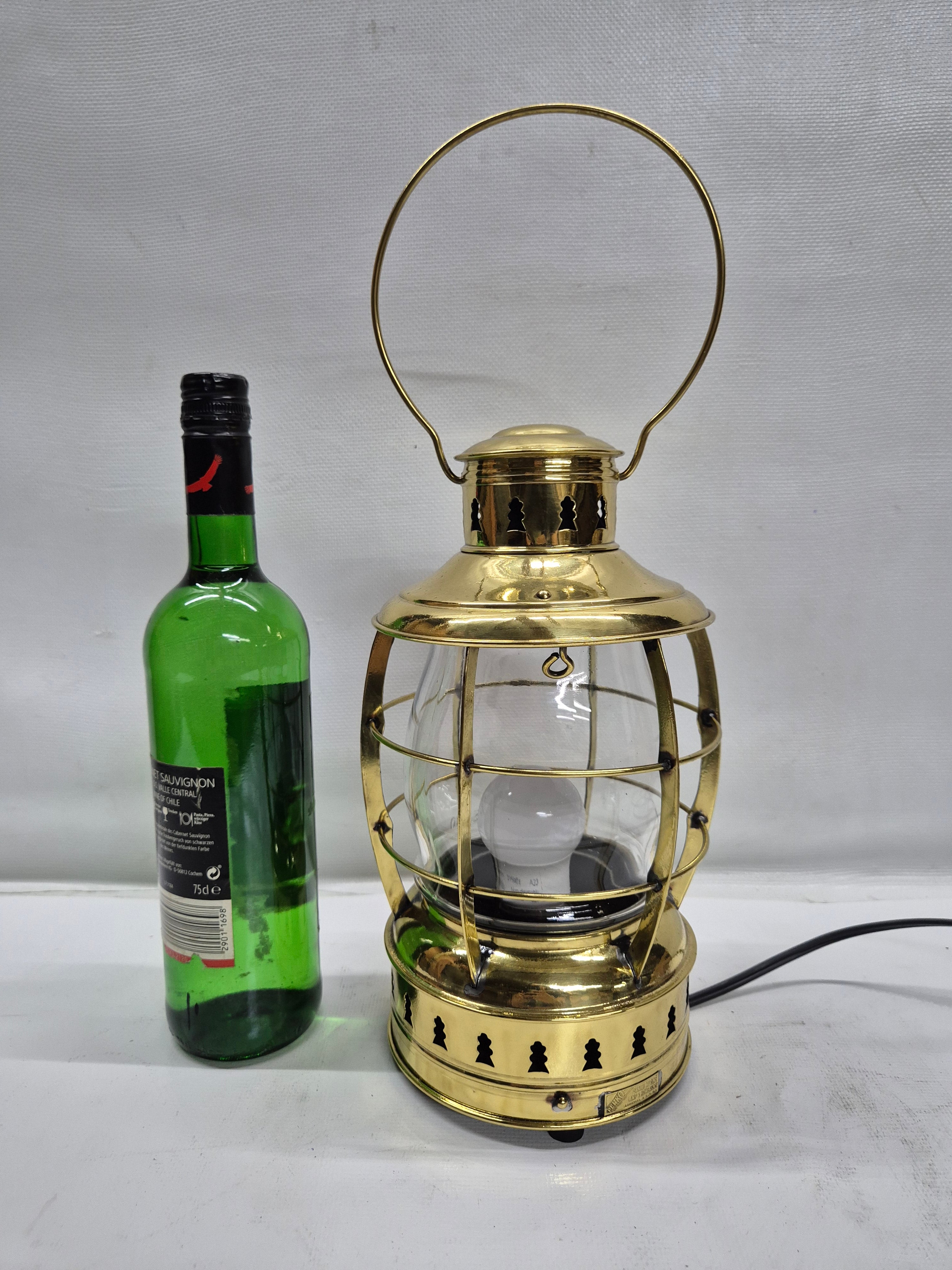 Solid Brass Ship's Lantern by Perko of Brooklyn, New York – Lannan