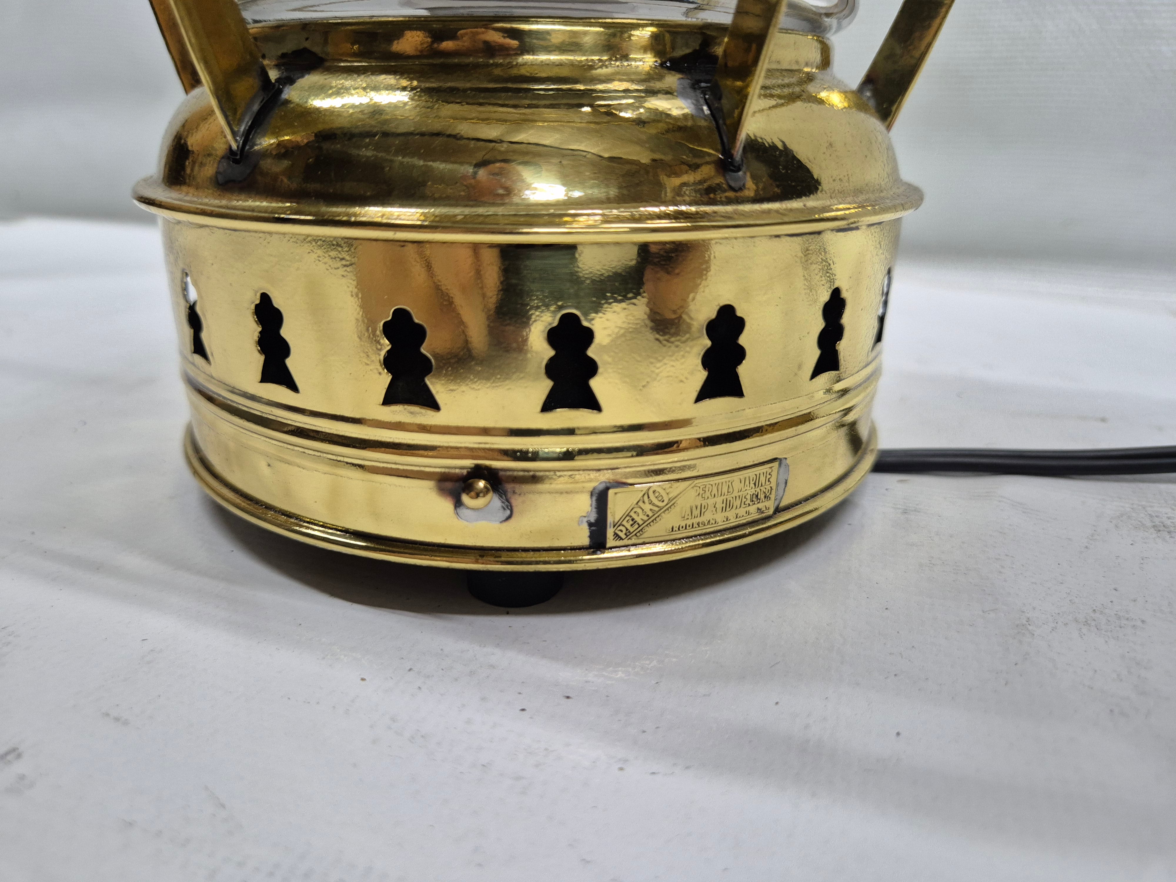 Solid Brass Ship's Lantern by Perko of Brooklyn, New York – Lannan