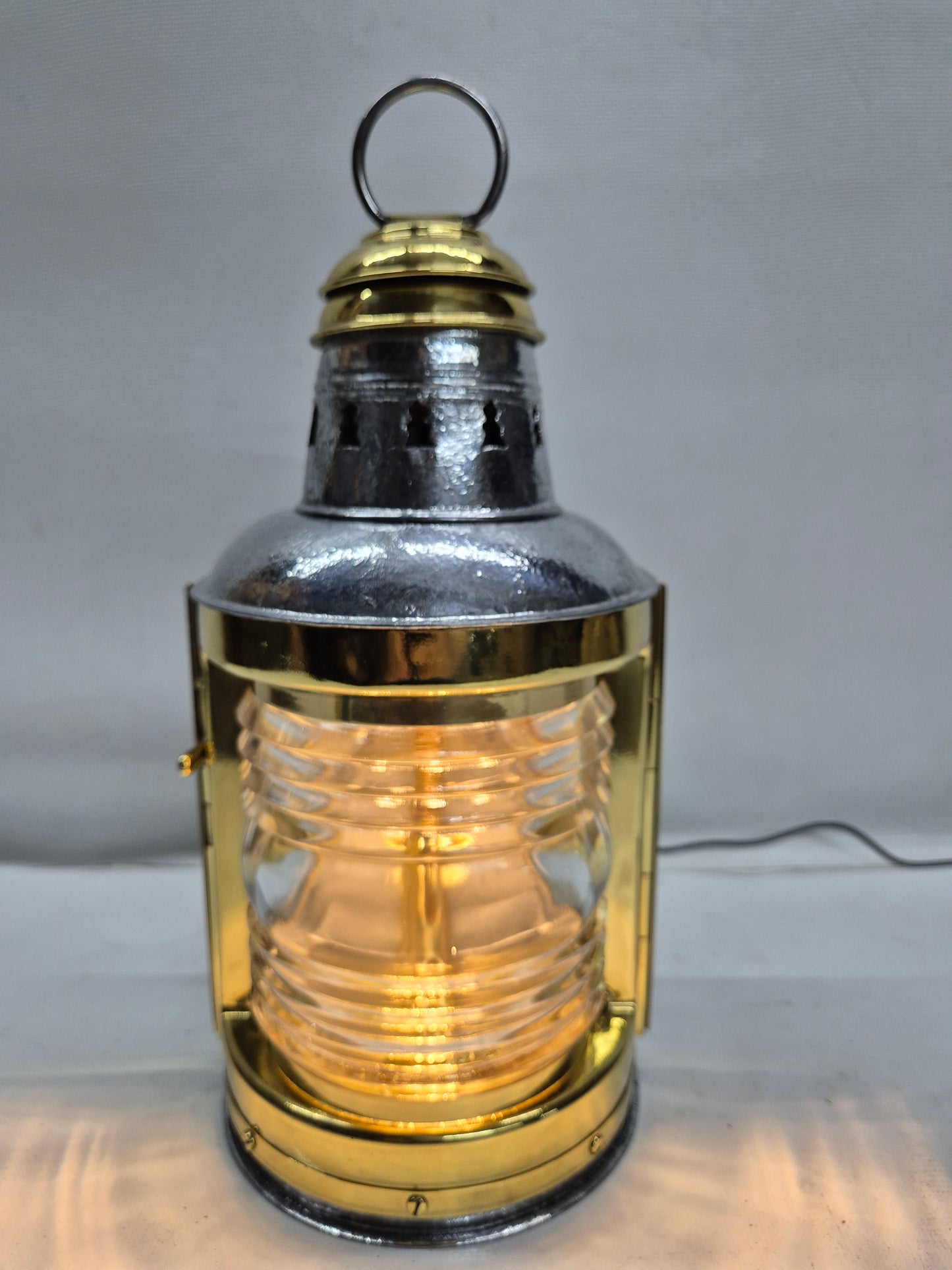 Polished Ship's Bow Lantern by Perko with Brass Top