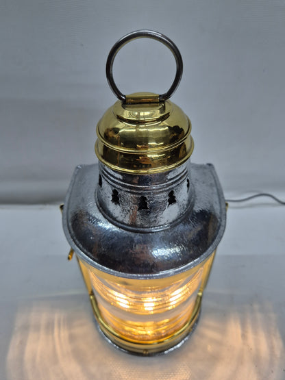 Polished Ship's Bow Lantern by Perko with Brass Top