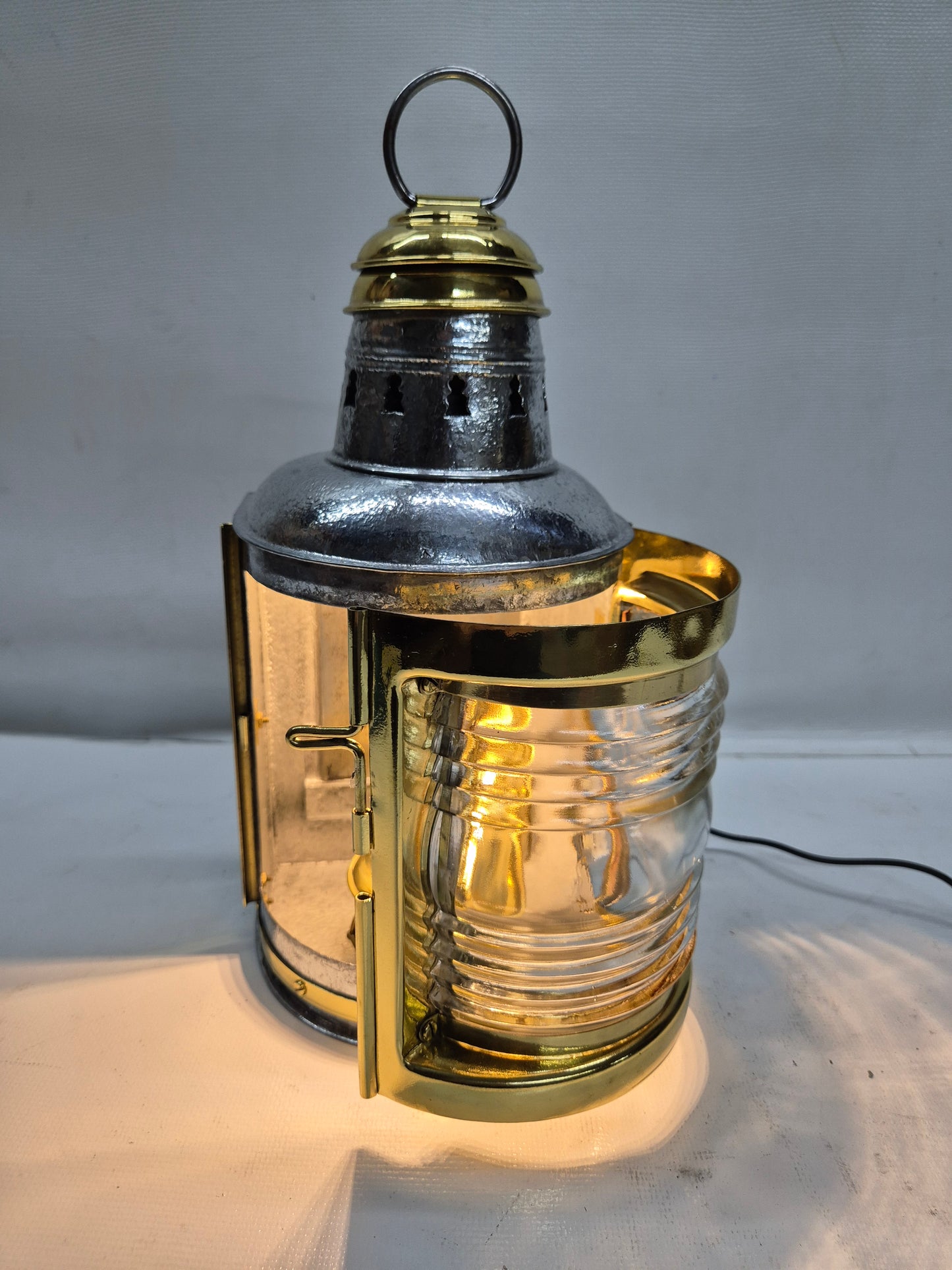 Polished Ship's Bow Lantern by Perko with Brass Top