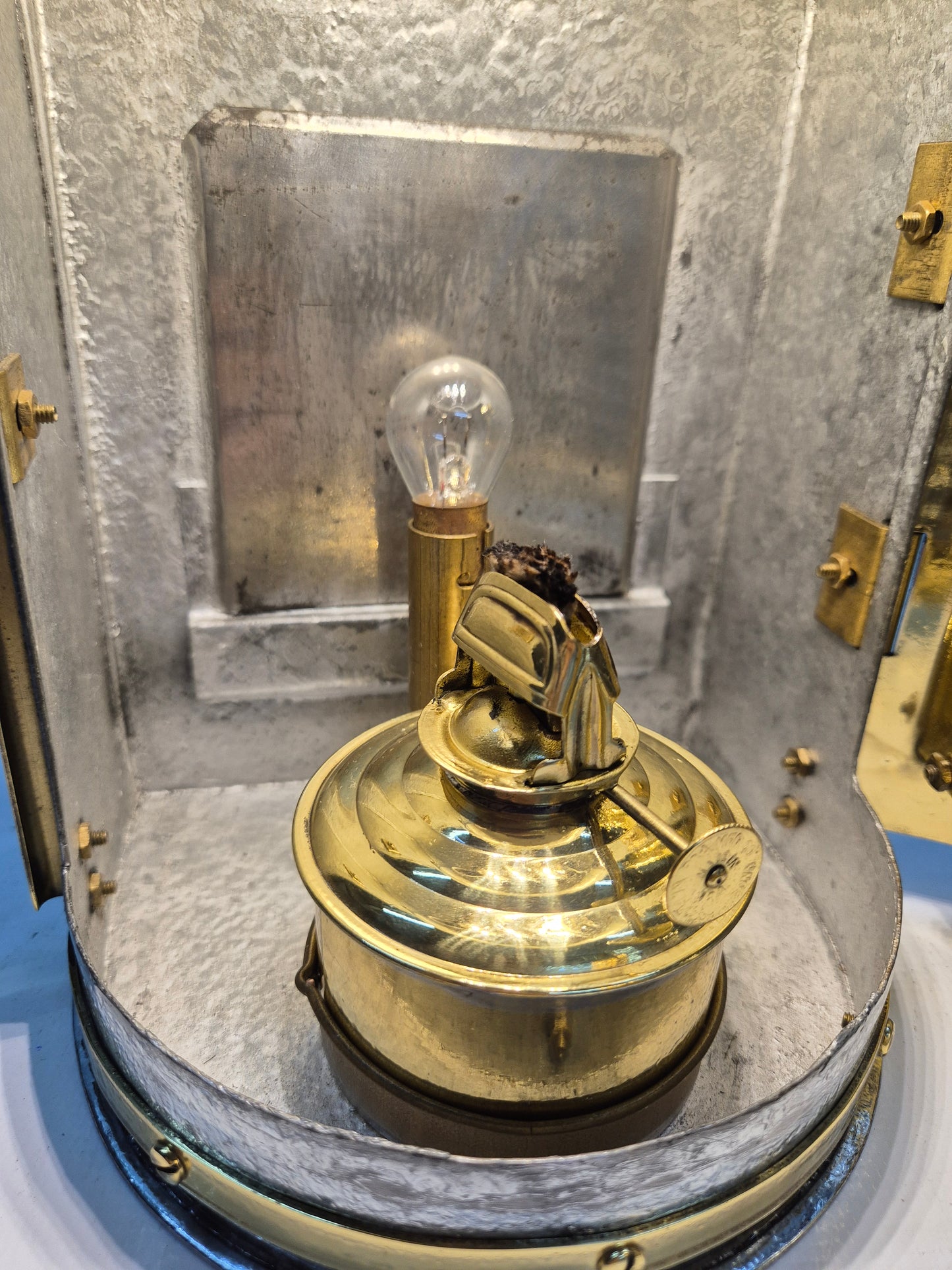 Polished Ship's Bow Lantern by Perko with Brass Top